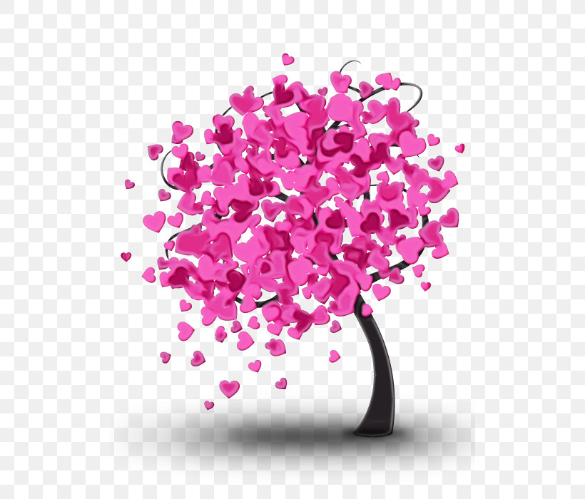 Pink Flower Plant Magenta Heart, PNG, 512x700px, Watercolor, Blossom, Cut Flowers, Flower, Heart Download Free