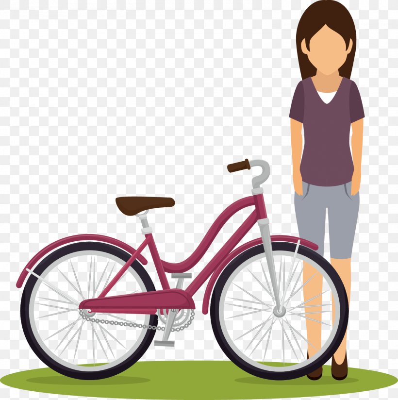Euclidean Vector Cycling Bicycle Illustration, PNG, 1500x1509px, Watercolor, Cartoon, Flower, Frame, Heart Download Free