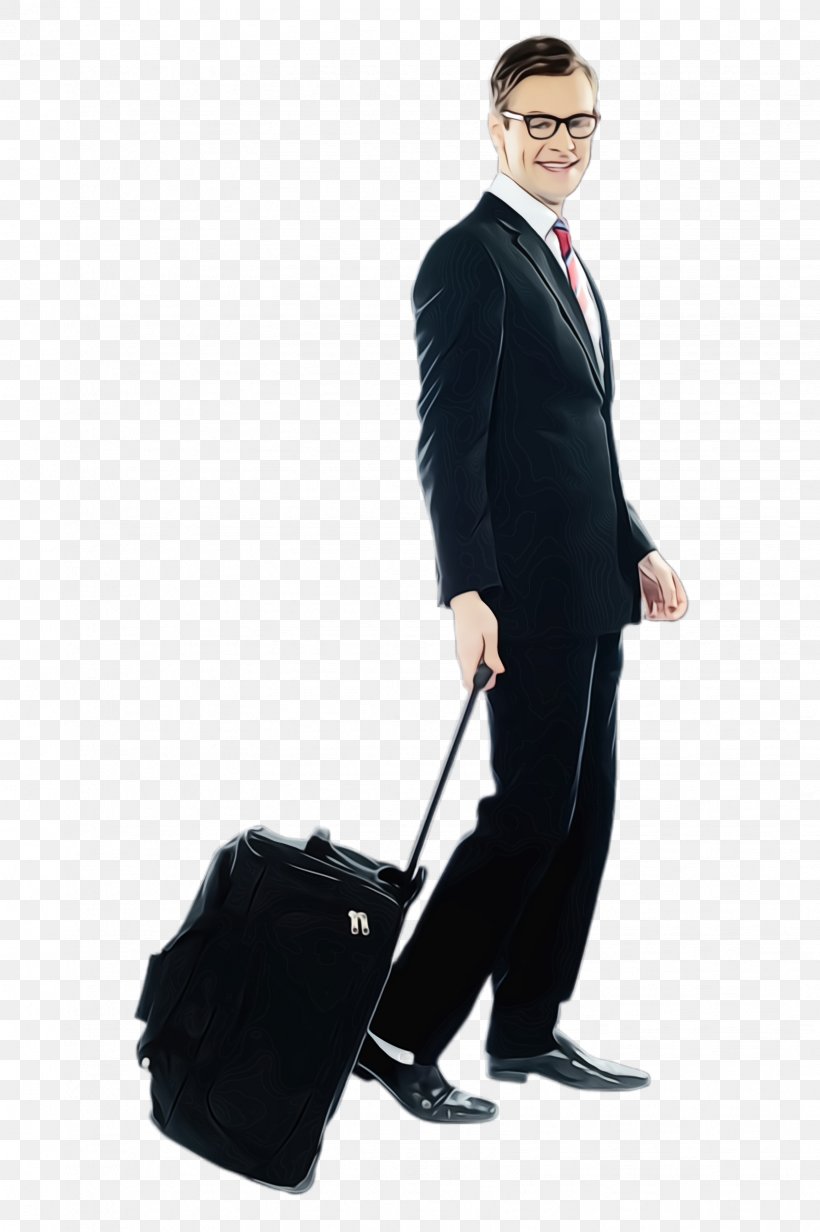 Suit Standing Formal Wear Bag Tuxedo, PNG, 1632x2452px, Watercolor, Bag, Baggage, Briefcase, Formal Wear Download Free