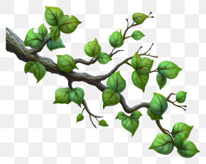 Flat Tree Branch - Lush Green Tree Branch With Leaves PNG