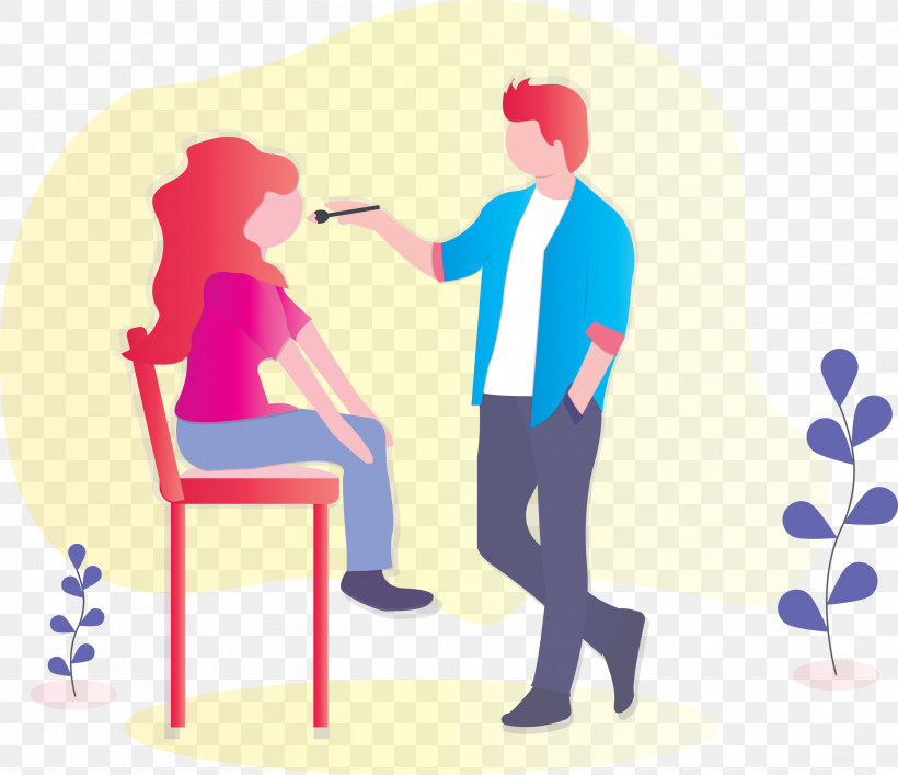 Makeup Girl, PNG, 3000x2587px, Makeup, Cartoon, Conversation, Furniture, Gesture Download Free