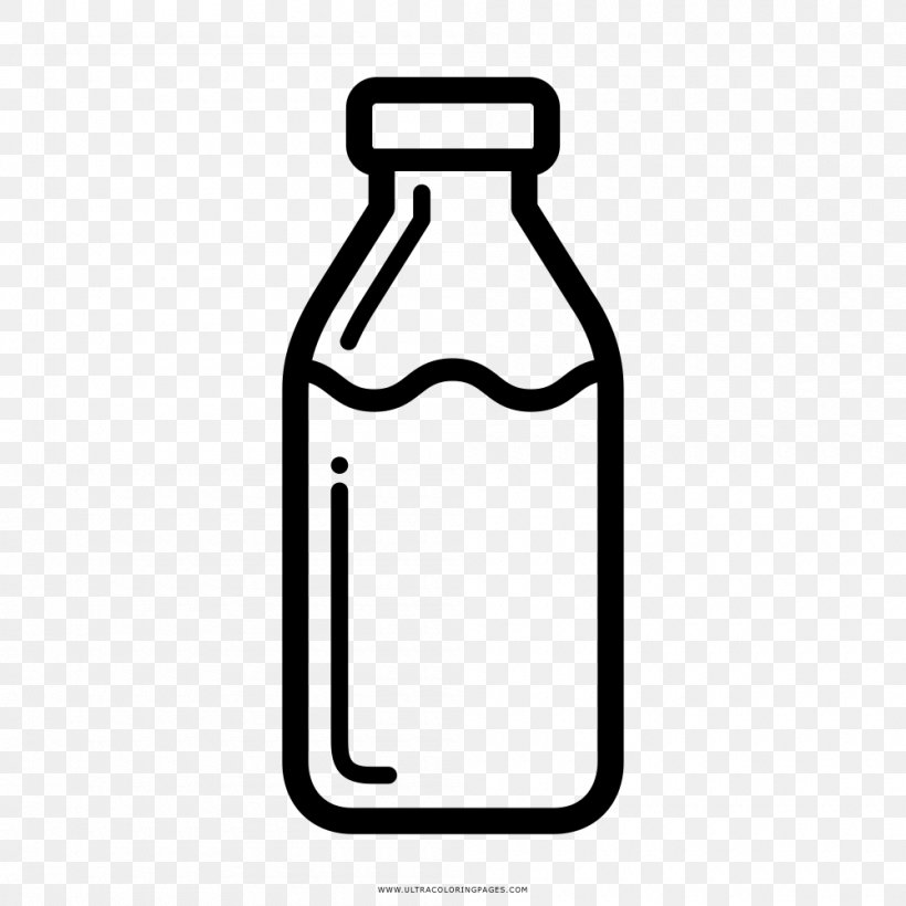 Milk Water Bottles Drawing Beer, PNG, 1000x1000px, Milk, Area, Beer, Beer Bottle, Black And White Download Free
