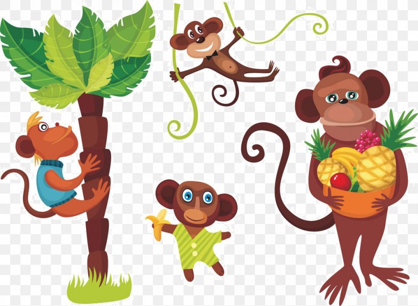 Monkey Royalty-free Silhouette Clip Art, PNG, 1000x734px, Monkey, Art, Cartoon, Food, Fruit Download Free