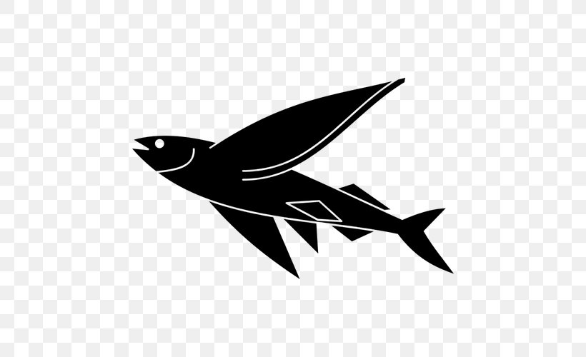 Flying Fish Clip Art, PNG, 500x500px, Flying Fish, Bird, Black And White, Drawing, Fin Download Free