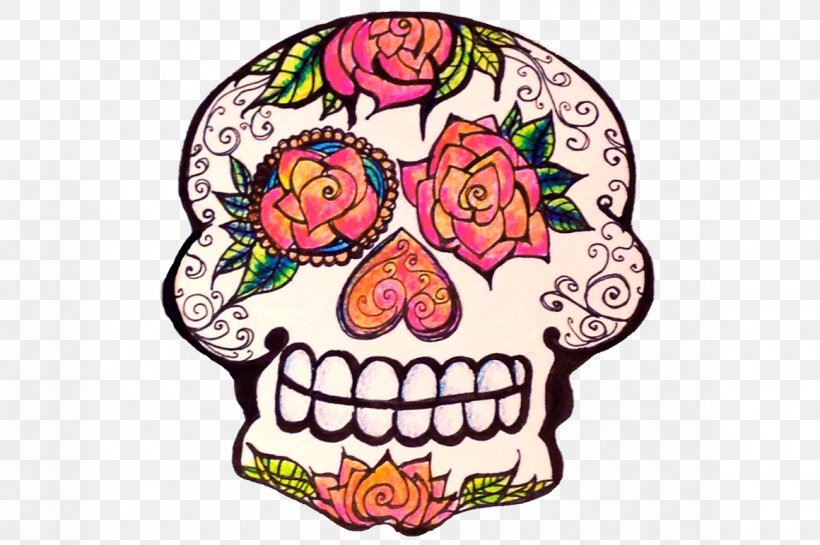 Calavera Skull Day Of The Dead Clip Art, PNG, 1160x772px, Watercolor, Cartoon, Flower, Frame, Heart Download Free