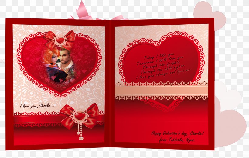 Heart Valentine's Day Greeting & Note Cards Love Gift, PNG, 5474x3490px, Watercolor, Cartoon, Flower, Frame, Heart Download Free