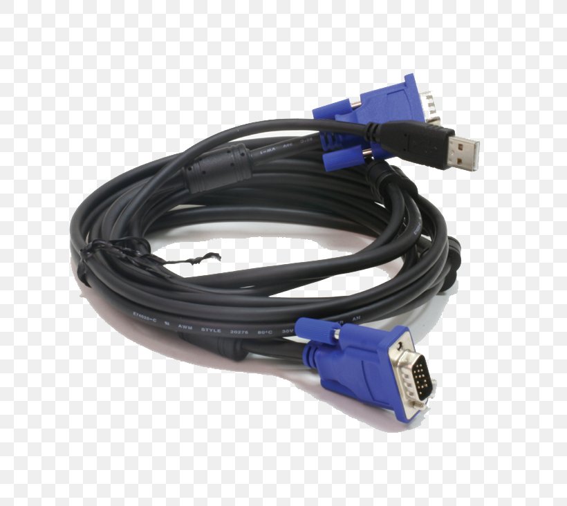 Hewlett-Packard KVM Switches USB Electrical Cable VGA Connector, PNG, 732x732px, Hewlettpackard, Cable, Computer, Computer Network, Data Transfer Cable Download Free