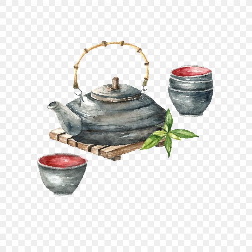 Japanese Cuisine Tea Sushi Watercolor Painting, PNG, 2222x2222px, Japan, Ceramic, Cookware And Bakeware, Dishware, Drawing Download Free