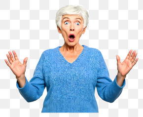 Shocked Elderly Woman - Surprised Woman In Blue Sweater PNG