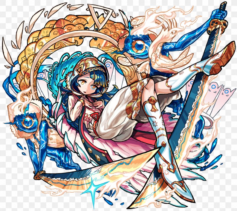 Monster Strike Puzzle & Dragons Avalon Deity Character, PNG, 1280x1140px, Watercolor, Cartoon, Flower, Frame, Heart Download Free