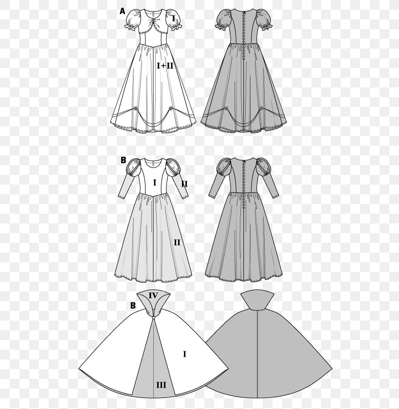 Gown Burda Style Dress Costume Pattern, PNG, 595x842px, Gown, Artwork, Black And White, Burda Style, Clothes Hanger Download Free