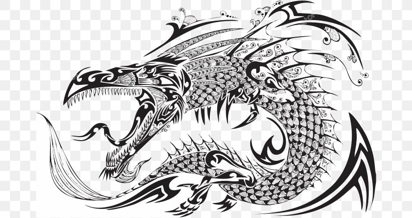 Tattoo Dragon, PNG, 678x434px, Tattoo, Art, Artwork, Automotive Design, Black And White Download Free