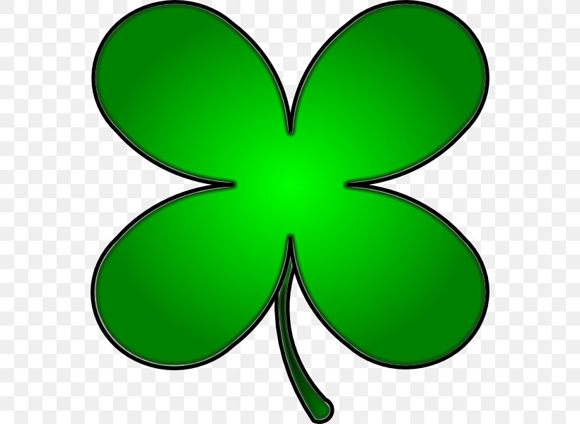 Four-leaf Clover Shamrock Saint Patrick's Day Clip Art, PNG, 564x599px, Fourleaf Clover, Brush Footed Butterfly, Butterfly, Clover, Green Download Free