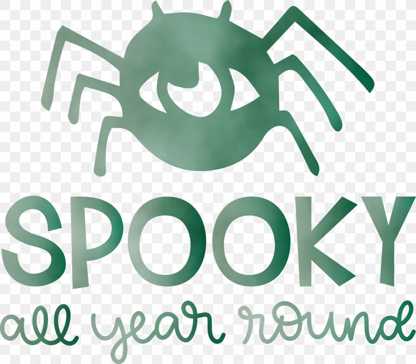 Logo Green Font Teal Line, PNG, 3000x2630px, Spooky, Geometry, Green, Halloween, Line Download Free