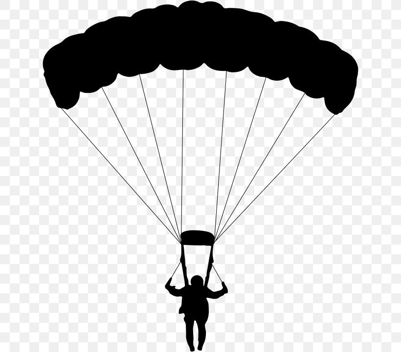 Parachuting Parachute Paragliding Extreme Sport Clip Art, PNG, 646x720px, Parachuting, Air Sports, Base Jumping, Black And White, Extreme Sport Download Free