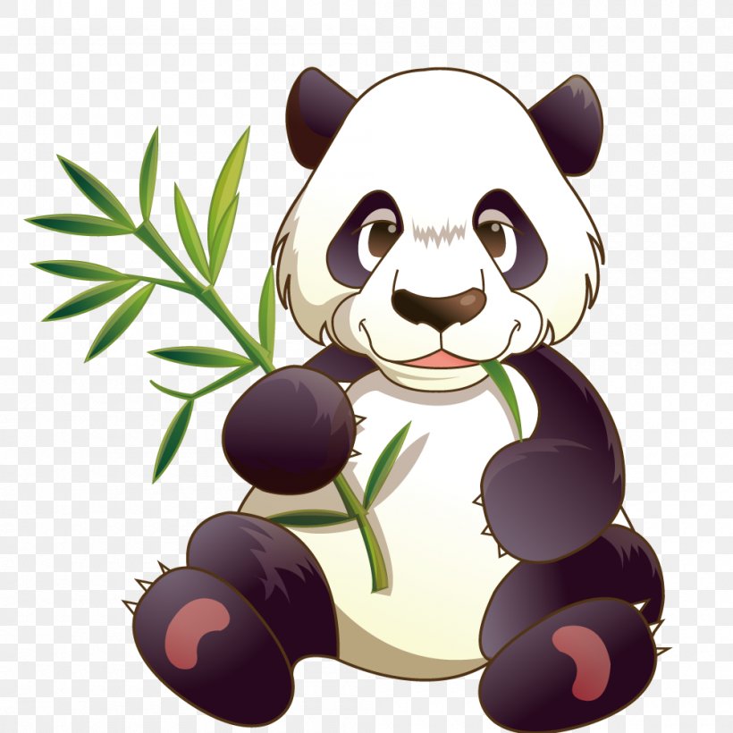 Giant Panda Red Panda Bamboo Illustration, PNG, 1000x1000px, Watercolor, Cartoon, Flower, Frame, Heart Download Free