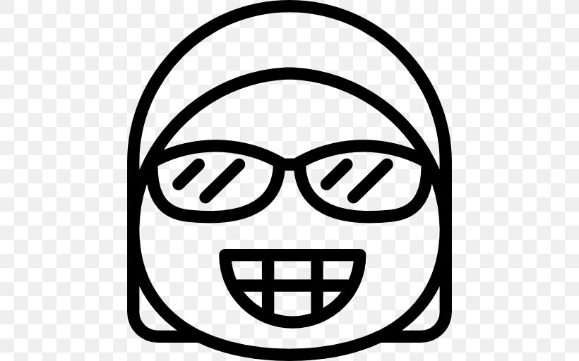 Black And White Smile Facial Expression, PNG, 512x512px, Dwg, Area, Black And White, Emoticon, Eyewear Download Free