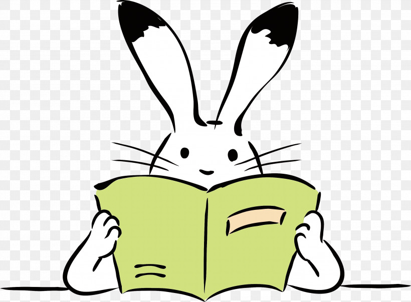 Reading Book Rabbit, PNG, 3000x2208px, Reading, Book, Cartoon, Easter Bunny, Leaf Download Free