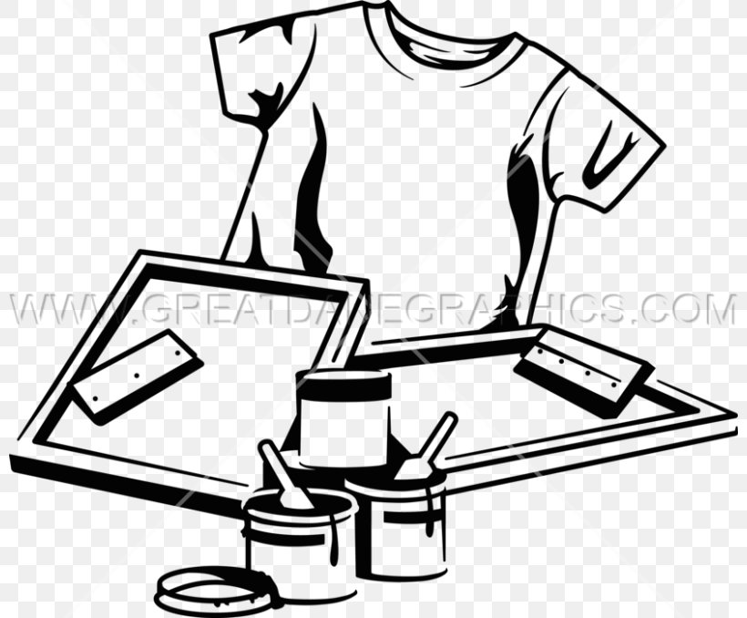 T-shirt Simple Screen Printing Printing Press, PNG, 800x678px, Tshirt, Area, Artwork, Black And White, Clothing Download Free