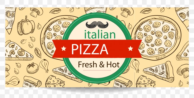 Pizza Sausage Italian Cuisine Fast Food, PNG, 2671x1358px, Pizza, Brand, Cartoon, Concepteur, Gratis Download Free