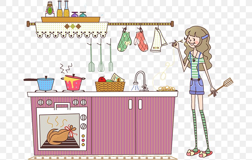 Kitchen Drawing, PNG, 700x523px, Kitchen, Area, Art, Cartoon, Cleaning Download Free