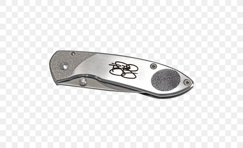 Pocketknife Fingerprint Engraving Jewellery, PNG, 500x500px, Knife, Blade, Buck Knives, Cold Weapon, Cremation Download Free
