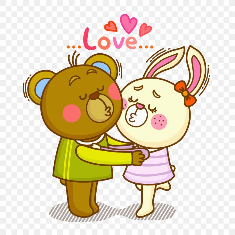 Bear Easter Bunny Rabbit Illustration, PNG, 1869x1869px, Watercolor, Cartoon, Flower, Frame, Heart Download Free