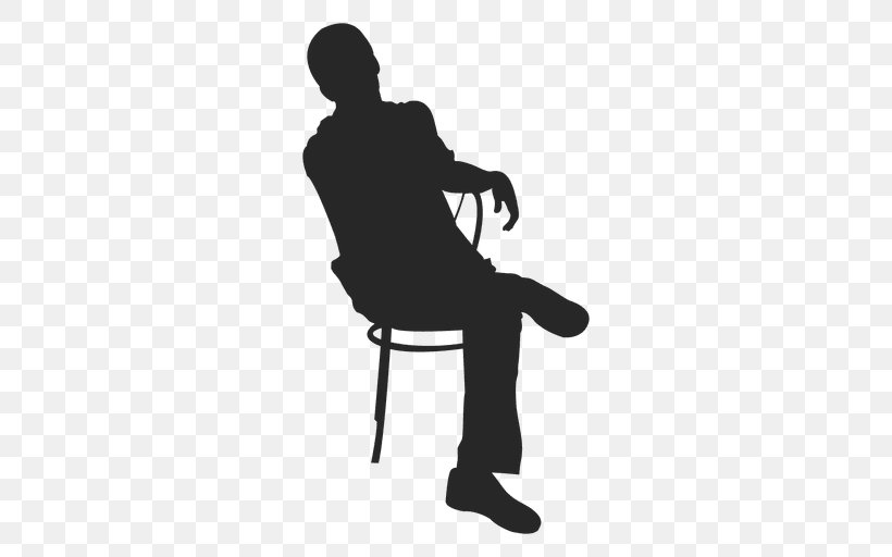 Silhouette Chair Sitting Clip Art, PNG, 512x512px, Silhouette, Arm, Black, Black And White, Chair Download Free