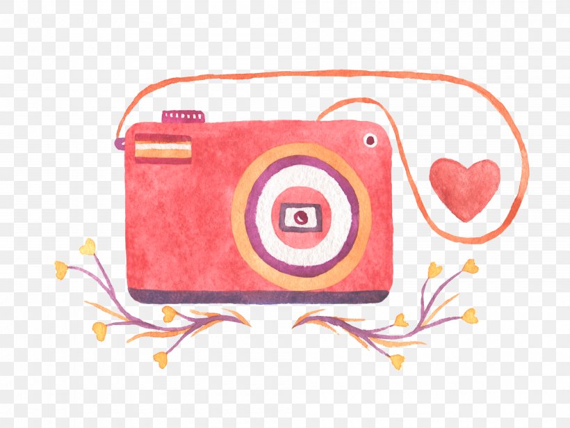 Camera Illustration, PNG, 4000x3000px, Watercolor, Cartoon, Flower, Frame, Heart Download Free