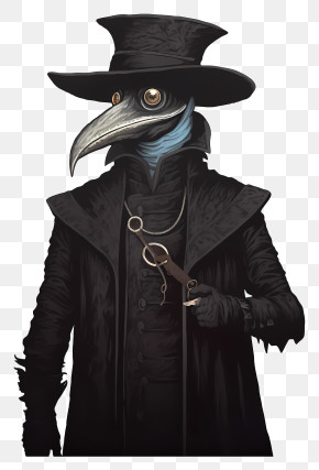 Costume - Plague Doctor Illustration With Beaked Mask PNG