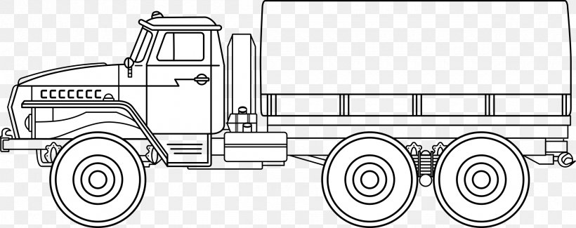 Car Ural-4320 Truck Drawing Vehicle, PNG, 2400x954px, Car, Auto Part, Automotive Design, Automotive Tire, Black And White Download Free