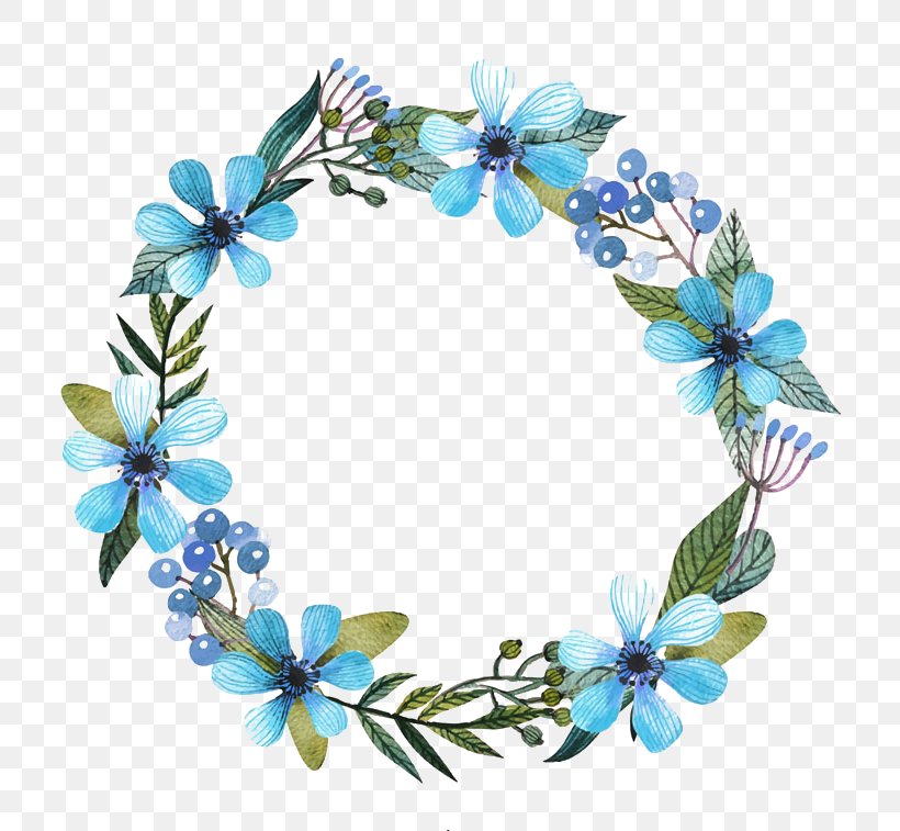 Flower Blue Wreath Clip Art, PNG, 800x757px, Flower, Aqua, Blue, Blue Flower, Floral Design Download Free