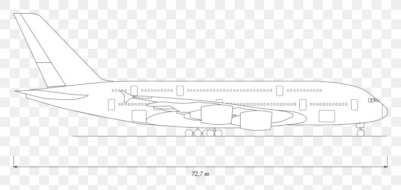 Airbus A380 Airplane Drawing Licence CC0, PNG, 2000x953px, Airbus A380, Airbus, Airplane, Black And White, Creative Commons Download Free
