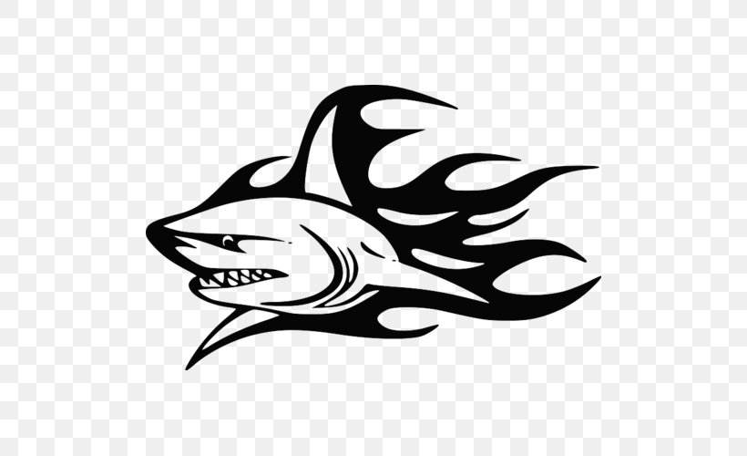 Shark Wall Decal Bumper Sticker, PNG, 500x500px, Shark, Art, Artwork, Black, Black And White Download Free