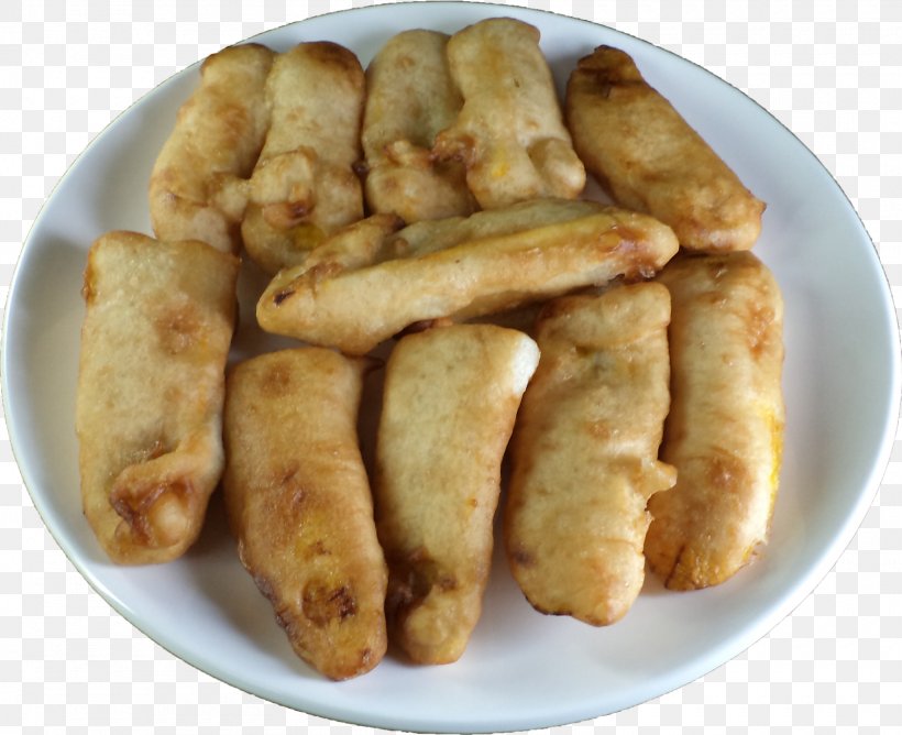 Fritter Spring Roll Pisang Goreng Breakfast Sausage Rissole, PNG, 1600x1304px, Fritter, Appetizer, Breakfast, Breakfast Sausage, Dish Download Free