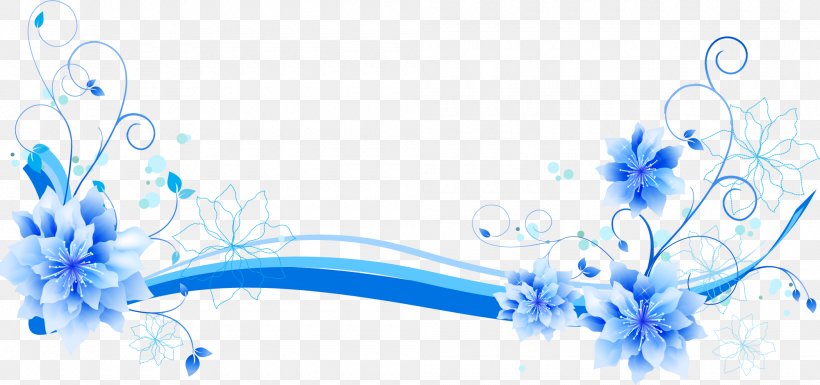 Blue, PNG, 2000x940px, Blue, Azure, Branch, Color, Floral Design Download Free