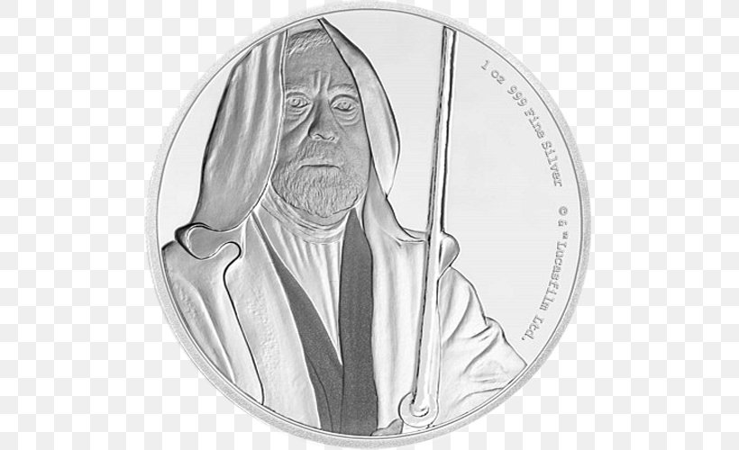 Obi-Wan Kenobi Anakin Skywalker Luke Skywalker Leia Organa Han Solo, PNG, 500x500px, Obiwan Kenobi, Anakin Skywalker, Black And White, Coin, Drawing Download Free