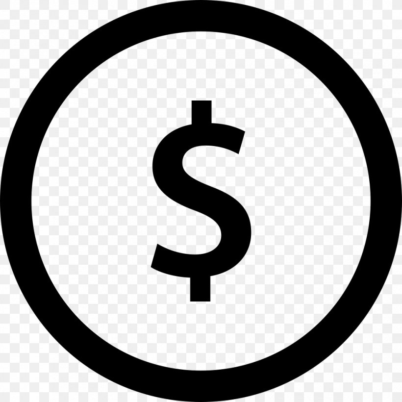 Dollar Sign United States Dollar, PNG, 980x980px, Dollar Sign, Area, Black And White, Brand, Currency Download Free