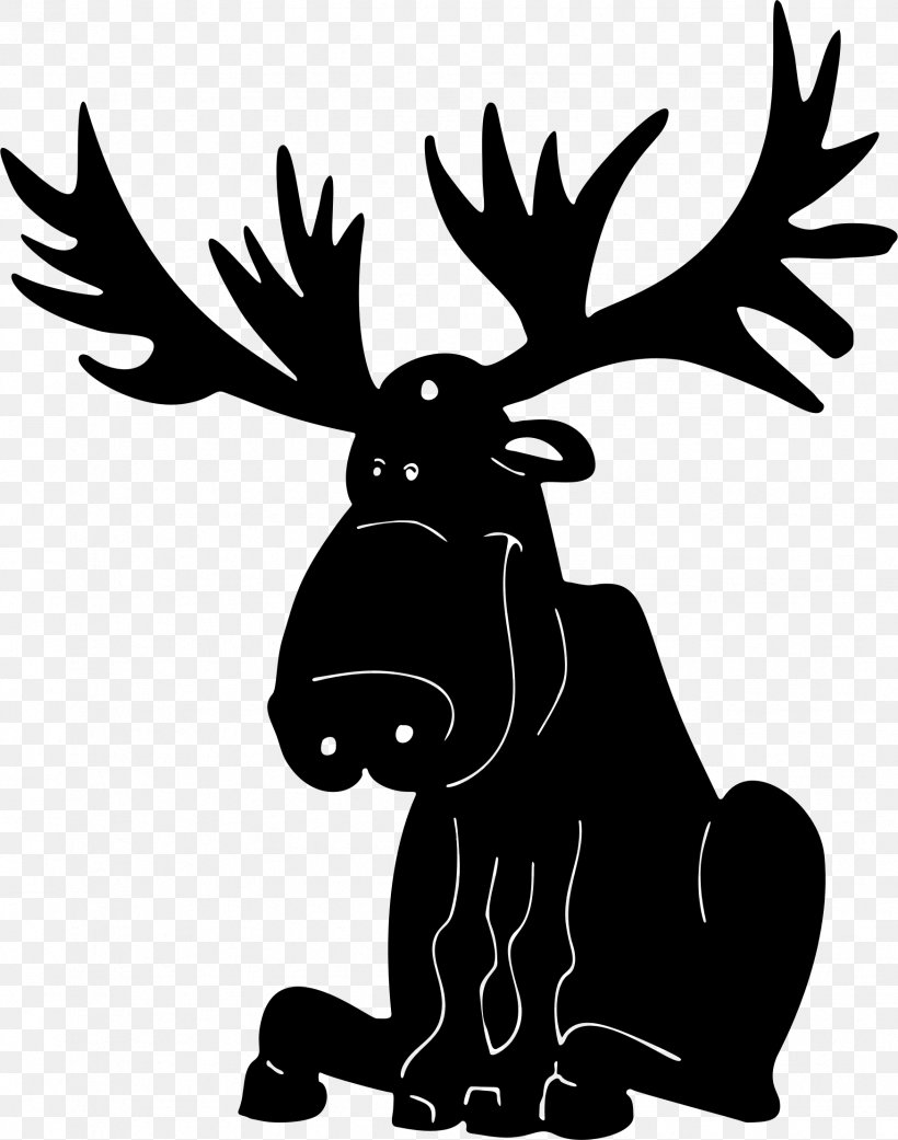 Moose Deer Elk Silhouette Clip Art, PNG, 1748x2220px, Moose, Antler, Black And White, Deer, Elk Download Free