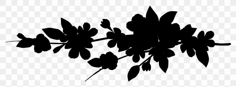 Font Silhouette Line Leaf Flower, PNG, 7312x2714px, Silhouette, Black M, Blackandwhite, Botany, Branch Download Free