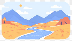 Mountains And Rivers - River Flowing Between Hills In Scenic Landscape PNG