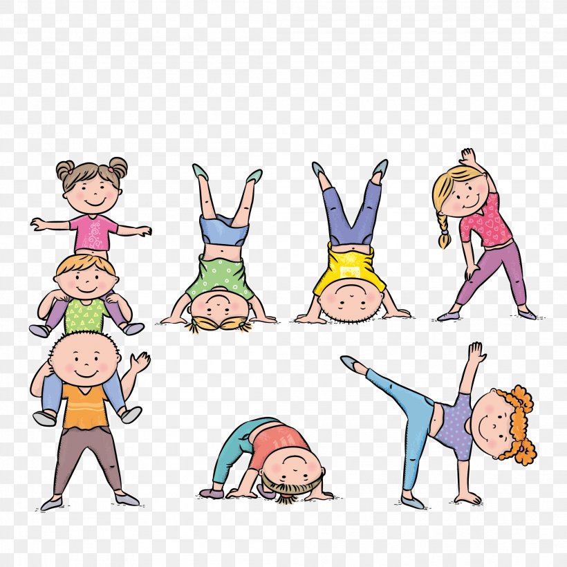 Physical Exercise Child Stock Illustration Gymnastics, PNG, 2107x2107px, Watercolor, Cartoon, Flower, Frame, Heart Download Free