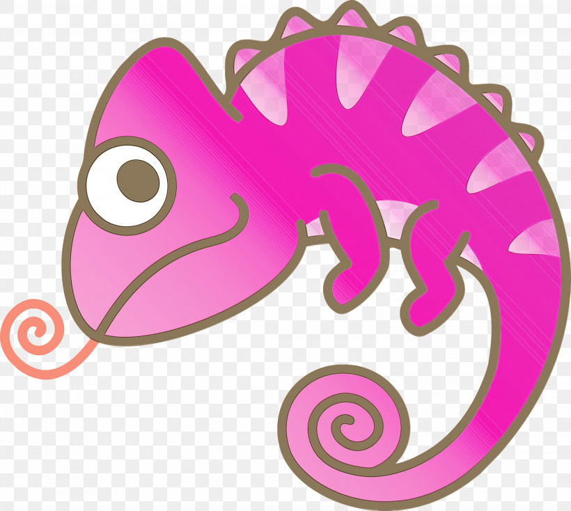 Pink Seahorse Fish Sticker Chameleon, PNG, 3000x2687px, Chameleon, Cartoon Chameleon, Cute Chameleon, Fish, Magenta Download Free