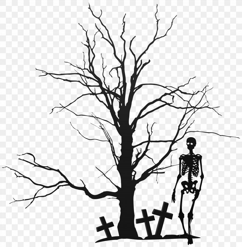 The Halloween Tree Clip Art, PNG, 6106x6238px, The Halloween Tree, Art, Black And White, Branch, Cdr Download Free