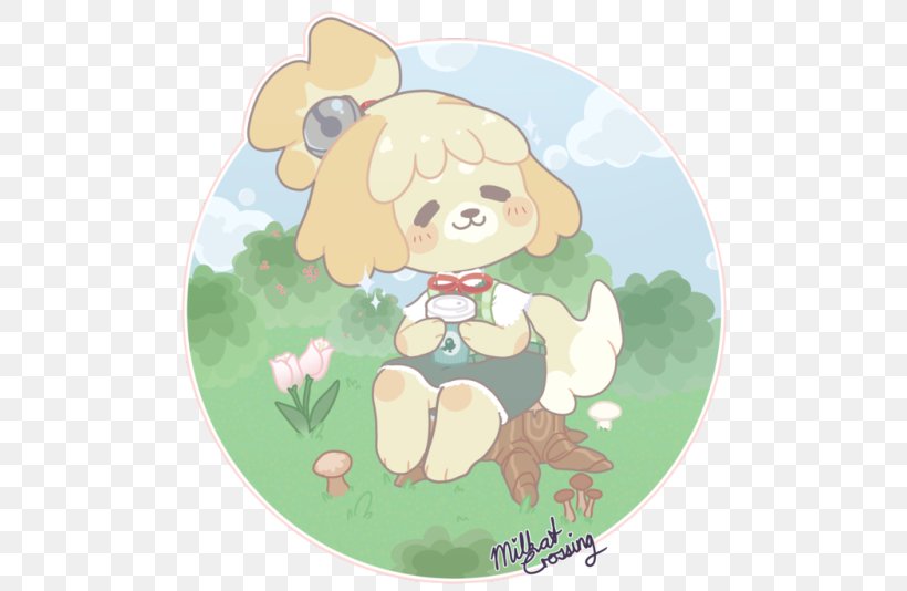 Animal Crossing: New Leaf Canidae Dog Art Illustration, PNG, 500x534px, Watercolor, Cartoon, Flower, Frame, Heart Download Free