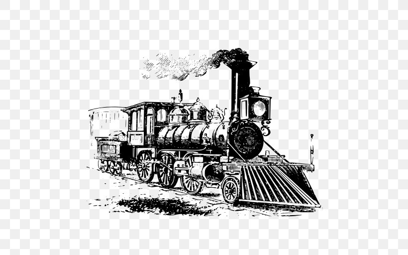 Train Rail Transport Steam Locomotive Clip Art, PNG, 512x512px, Train, Art, Auto Part, Automotive Engine Part, Drawing Download Free