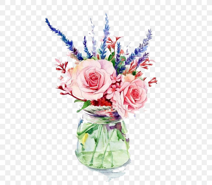 Garden Roses Vase Flower Watercolor Painting, PNG, 549x717px, Garden Roses, Artificial Flower, Cut Flowers, Drinkware, Floral Design Download Free