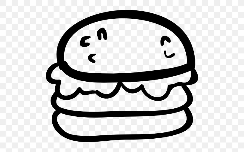 Hamburger Drawing Fast Food Cheeseburger, PNG, 512x512px, Hamburger, Black And White, Cheeseburger, Drawing, Face Download Free