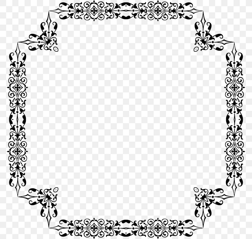 Picture Frames Borders And Frames Ornamental Plant Black And White, PNG, 776x776px, Picture Frames, Area, Black, Black And White, Body Jewelry Download Free