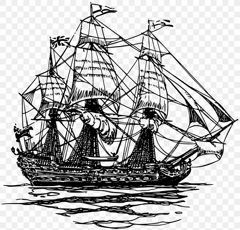 Drawing Ship Of The Line Sailing Ship Clip Art, PNG, 2400x2301px, Drawing, Art, Baltimore Clipper, Barque, Black And White Download Free